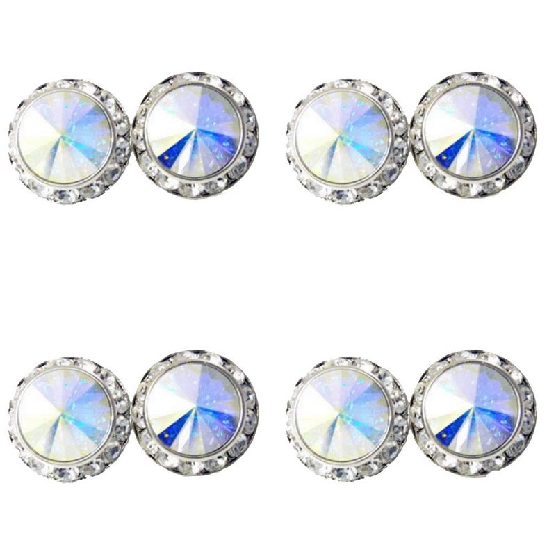 DOLON 4 Pairs 15mm Rhinestone Round Shaped Acrylic Stone Inside Crystal Ear Studs For Dance Competitions Stage Performance Bridal Party Earrings Jewelry AB - Image 1
